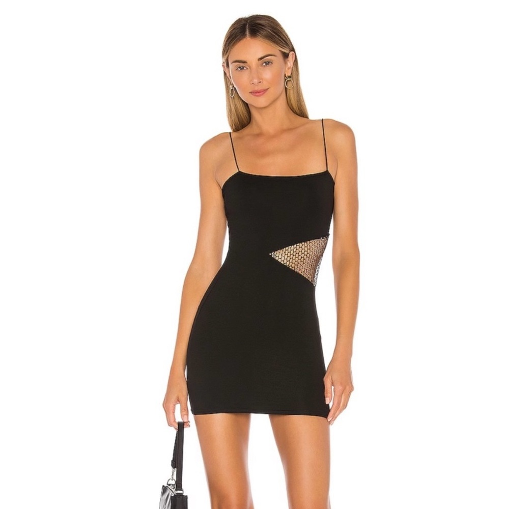 Black Mesh Cutout Mini Dress